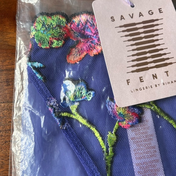 Spac'd Out Blue Fresh Bouquet Western Wildflower String Bikini Panty - Picture 12 of 13